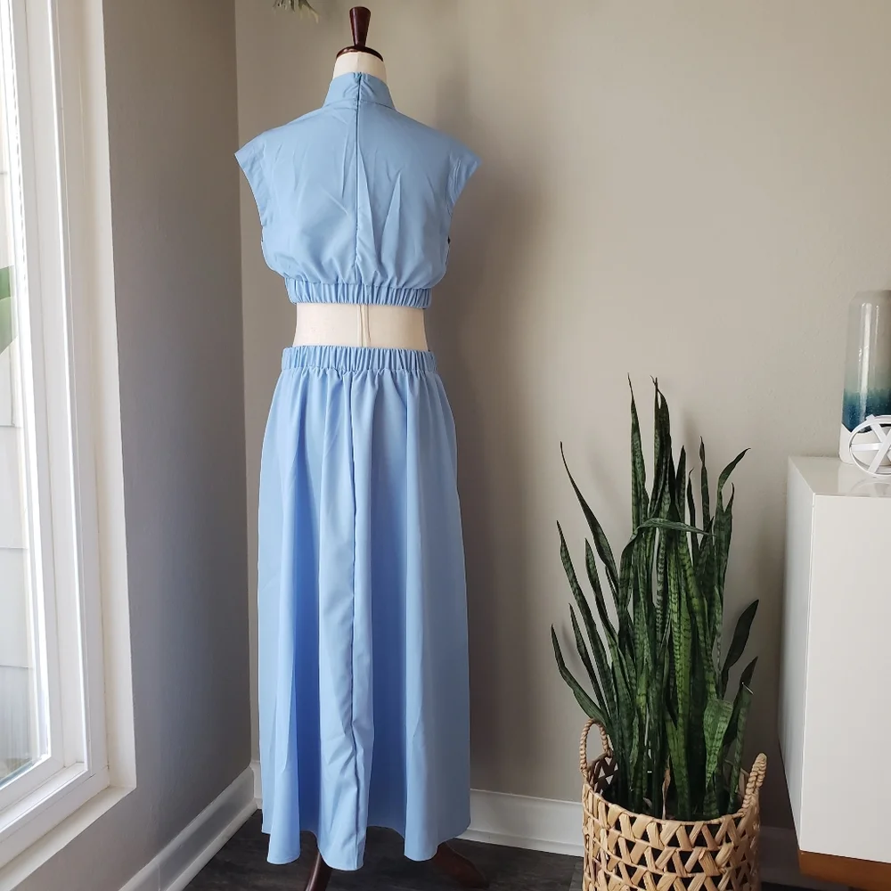 Mock Neck Cap Sleeve Cutout Midi Maxi Dress - Picture 6 of 9